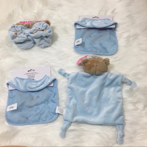 My First Valentine Day Blue:Booties,Bib &Lovey NWT - Picture 2 of 7
